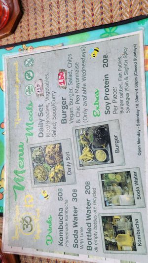 The main menu at Lamai Veggie in Koh Samui