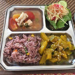 One of the delicious menu sets. at Lamai Veggie in Koh Samui