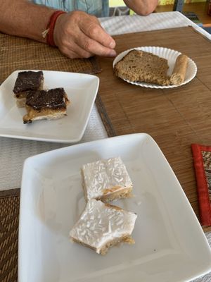 Wholesome bread and soya sausage in the background  at Lamai Veggie in Koh Samui