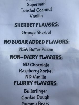 Non diary options   at Timbertown Ice Cream in Lewiston