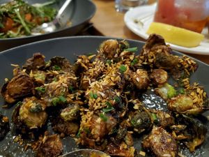 Bruxel sprouts with sweet sauce at Conceria in Montreal