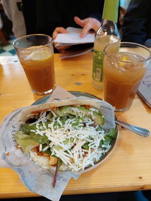 Arepa Soyada and homemade lemonade at Rada Arepa Heidelberg in Heidelberg