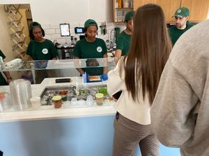 Lots of staff so queue moved pretty quickly at SushiDog - Seven Dials in London
