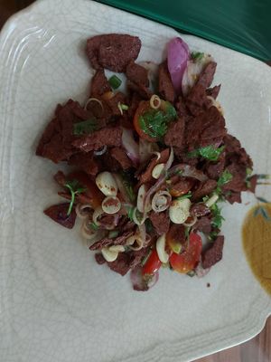 Smoked soy protein spicy salad at Pa Yod Shan Vegetarian Cafe in Chiang Mai