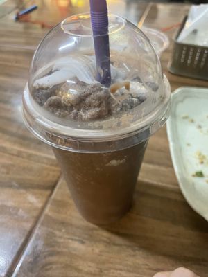 Yummy cocoa and coconut milk smoothie  at Pa Yod Shan Vegetarian Cafe in Chiang Mai