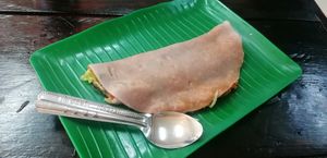 Shan Style Pizza. Its filled with a semi crunchy/chewy vegan minced pork. The dough is very soft. Its kind of comparable to a Lasagne, and indeed very yummy! 40 Baht only! at Pa Yod Shan Vegetarian Cafe in Chiang Mai