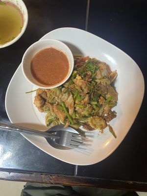 Stir fried suki with mushroom tofu  at Pa Yod Shan Vegetarian Cafe in Chiang Mai