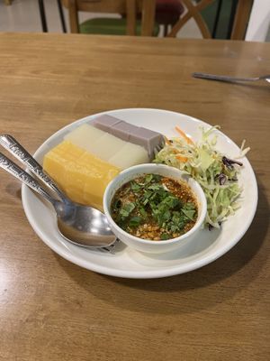 3 types of tofu with sauce  at Pa Yod Shan Vegetarian Cafe in Chiang Mai