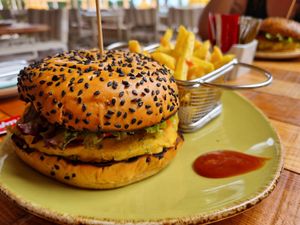 The Burger with fries ( and Ketchup) at NEXT HOTEL in Funchal