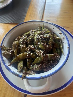 Edamame starter   at Sant Jeroni in El Bruc