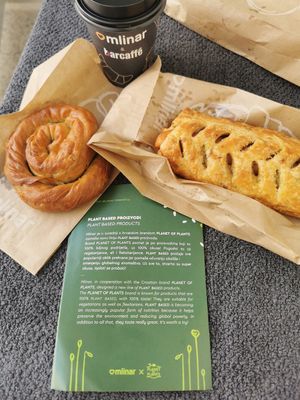 Vegan burek and vegan hot dog at Mlinar  in Zadar