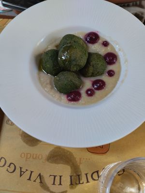 Spinach meatballs at La Frasca al Vicolo in Bologna