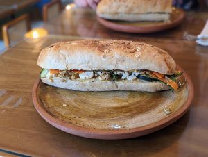 Chapata vegetariana (menu states 65 but they will charge 75) at ATTA Salon Cafe in Puebla