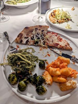 Best way to eat Crossroads, everyone order something different and try more! at Crossroads Kitchen in Las Vegas