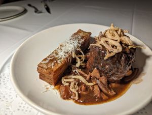 Eggplant short rib with truffle potato at Crossroads Kitchen in Las Vegas