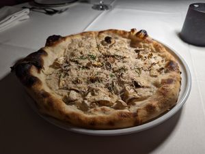 Mushroom Bianca pizza at Crossroads Kitchen in Las Vegas