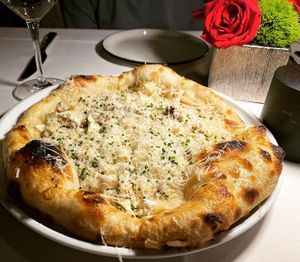 Mushroom Bianca Pizza  at Crossroads Kitchen in Las Vegas