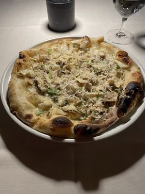 Mushroom Bianca pizza  at Crossroads Kitchen in Las Vegas