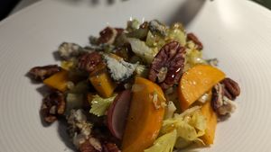 PERSIMMON & CELERY HEART - the blue 'cheese' was excy at Crossroads Kitchen in Las Vegas