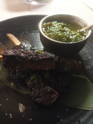 Lions Mane Skewers w/ chimichuri at Crossroads Kitchen in Las Vegas