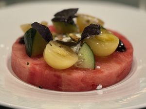 Watermelon salad   at Crossroads Kitchen in Las Vegas