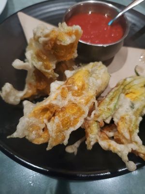 Stuffed zucchini blossoms at Crossroads Kitchen in Las Vegas
