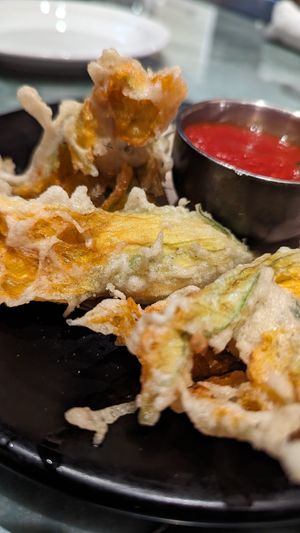 Stuffed zucchini blossoms at Crossroads Kitchen in Las Vegas