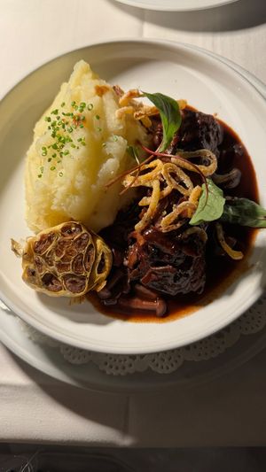 Eggplant steak and mashed potatoes were super yum!  at Crossroads Kitchen in Las Vegas