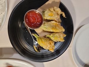 Zucchini blossoms at Crossroads Kitchen in Las Vegas