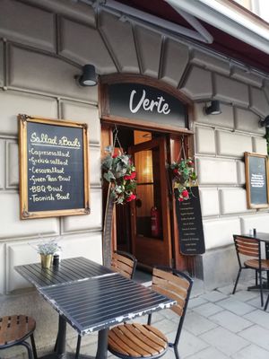 Outside (entrance and terrace) at  Verte in Stockholm