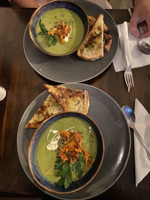 Broccoli soup  at  Verte in Stockholm