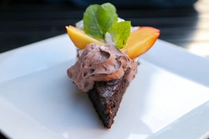 chocolate cake at  Verte in Stockholm