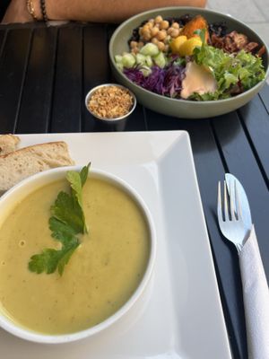 Soup of the day (cauliflower & broccoli) and the BBQ bowl (both GF)  at  Verte in Stockholm