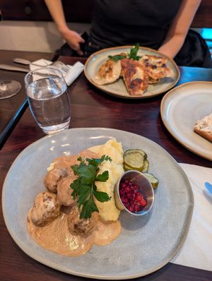 Meatballs, dumplings and shrimp toast at  Verte in Stockholm