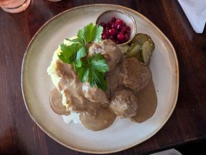 "vegoballs" with mashed potato - very Swedish at  Verte in Stockholm
