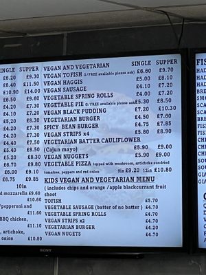 Vegan and veggie menu   at McGinty's Fish and Chips in Fortrose