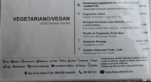 The menu. at Comporta Flavours in Comporta