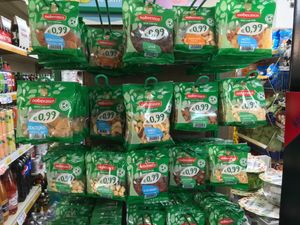 A variety of vegan snacks. at Market Panedda in Olbia