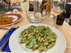 Vegan pesto with tofu   at Fauno Bar in Sorrento