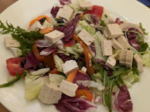 Vegan salad. Yummy salad!! Tofu was plain, however. at Fauno Bar in Sorrento