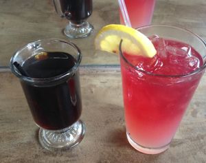 Pomegranate and spiked coffee at A N D Cafe in Portland