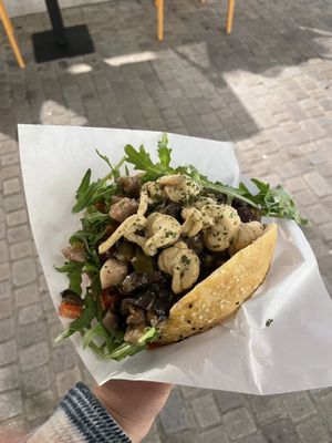 Döner with grilles veggies, Couscous, Tomatoe, Rocket and Hummus  at Neue Dönastie in Regensburg