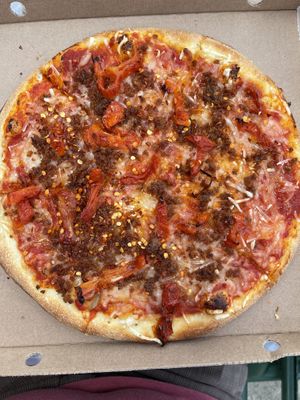 Vegan Chorizo and Sundried Tomatoes Thin Crust with non dairy Cheeze pizza   at Pizza Pizza in Halton Hills