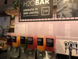 Flavored water station  at Honest Greens in Porto