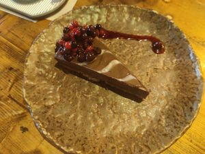 Double chocolate cake at Honest Greens in Porto