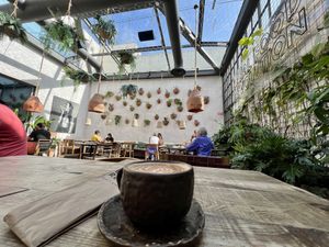 Back dinning area   at Honest Greens in Porto