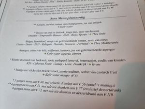Menu april 2023 at Restaurant Patrick Devos in Bruges