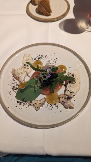 Enoki mushrooms at Restaurant Patrick Devos in Bruges