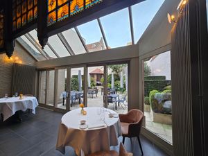 interior + outdoor seating  at Restaurant Patrick Devos in Bruges