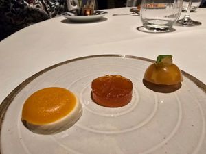sweets with coffee and tea at Restaurant Patrick Devos in Bruges